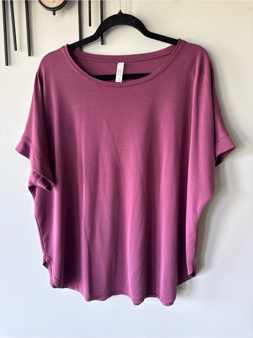 STYLUS Plum Short-Sleeve Dolman Tee